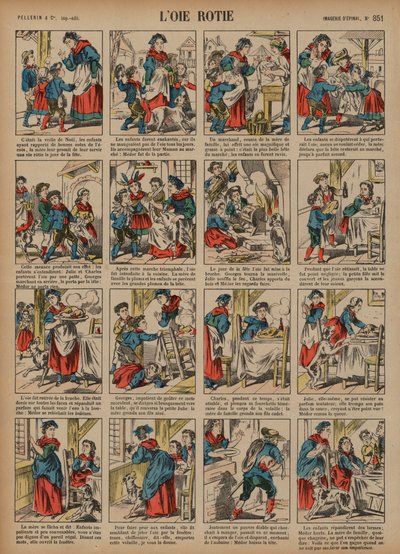 Den stekta gåsen (färgad gravyr) av French School