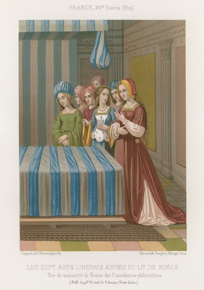 De sju fria konsterna vid Boethius säng av French School