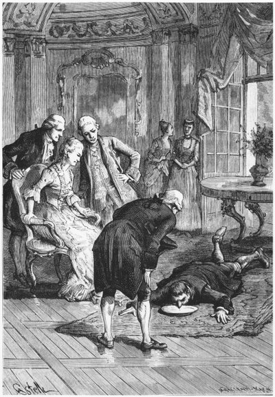 Sömngångaren Victor och markisen av Puysegur vid Madame de Montessons, illustration från Les Mysteres de la Science av Louis Figuier (1819-94) 1886 av French School