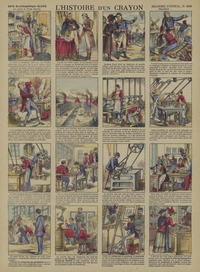 Historien om en penna (färg litho) av French School