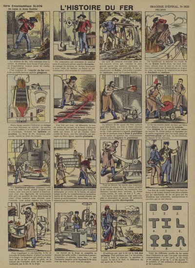 Historien om järn (färg litho) av French School