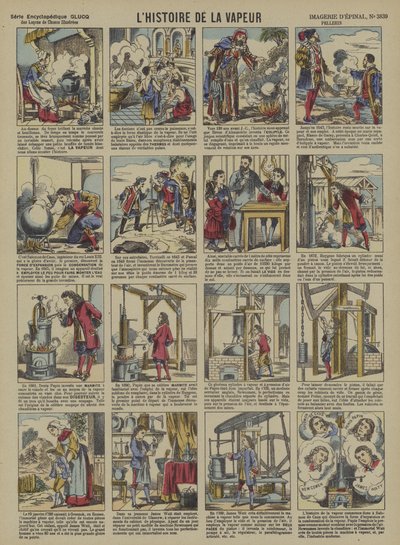 Historien om ånga (färg litho) av French School