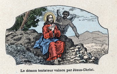 Den frestande demonen besegrad av Jesus Kristus. Jesus Kristus leddes in i öknen av anden, frestades av djävulen. I "" Tout l