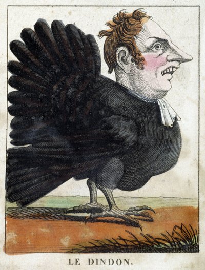 Kalkonen i karikatyr, studie av karaktären "flyktig karaktär" sd. 19:e, populärt bildspråk. av French School