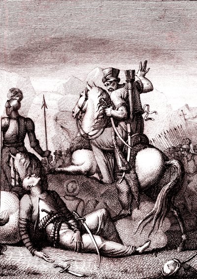 Den turkiske sultanen Soliman i "Jerusalem befriad" av Torquato Tasso av French School