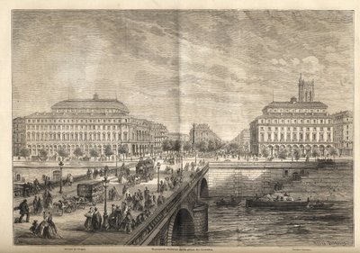 De två nya teatrarna på Place du Chatelet i Paris 1862 - Gravyr från 