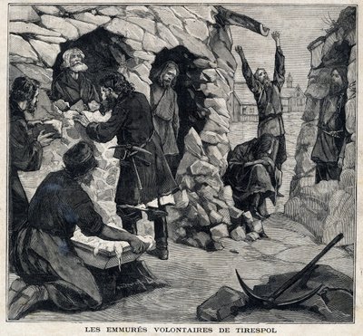 De frivilliga från Tiraspol i Moldavien som vill bli martyrer lever. I "" Le Peute Parisien"" den 23/05/1897. Privat samling av French School