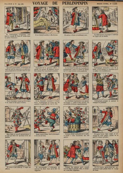 Perlimpinpins resa (färgad gravyr) av French School