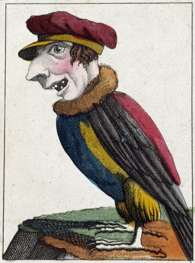 Gamen i karikatyr, studie av karaktär "flyktig karaktär" sd. 19:e, populärt bildspråk. av French School