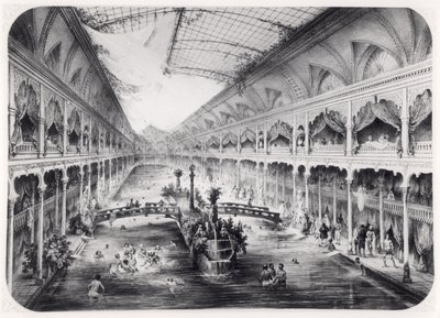 Vattengymnastiksalen på Champs-Elysees i Paris, 1847 av French School