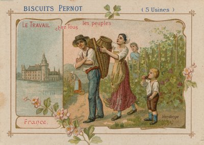 Arbetet av folket illustration på en kexetikett av French School