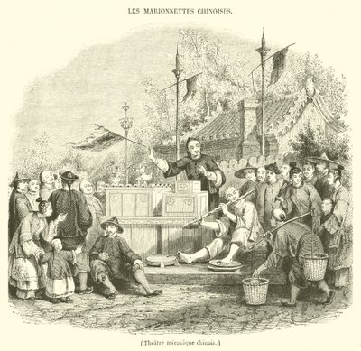 Kinesisk mekanisk teater (gravyr) av French School