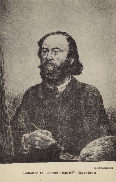Theodore Rousseau, fransk målare (litografi) av French School