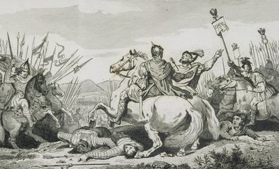 Theodoric slain in Battle Against Attila, nära Chalons, från 