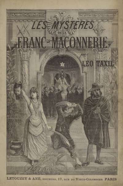 Titelsidesillustration för The Mysteries of Freemasonry Revealed (gravyr) av French School