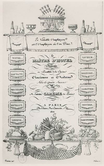 Titelsidan för "Den franske butlern", av Antonin Carême av French School