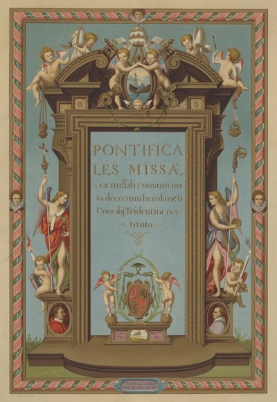 Titelsida till Missal Pontifical (chromolitho) av French School