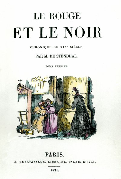 Titelsidan på Stendhals bok (1783 - 1842) "Rött och svart" av French School