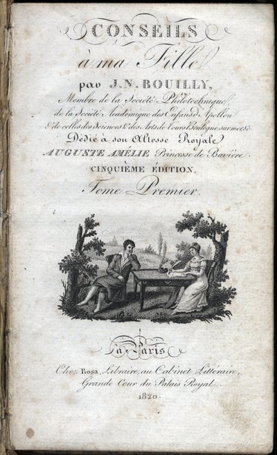 Titelsidan för "" Tips till min dotter " av Jean Nicolas Bouilly (1763-1842). 1820. Privat samling. av French School