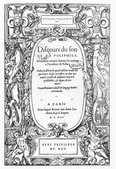Titelsidan för "Diskurs om drömmen om polifil" av French School