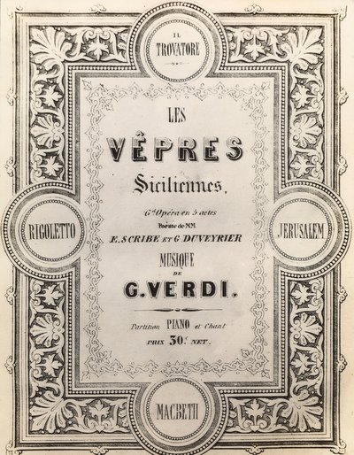 Partiturens titelsida I Vespri Siciliani av French School