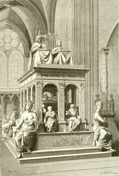Ludvig XII:s och Annes grav i Saint Denis av French School