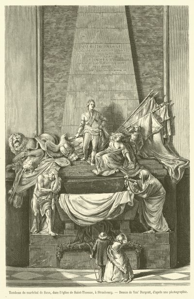 Graven av marskalken av Saxe, i kyrkan Saint-Thomas, i Strasbourg (gravyr) av French School
