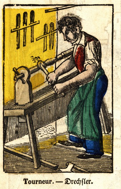Tourneur - Serie om hantverk. Bild av Epinal från 1800-talet av French School