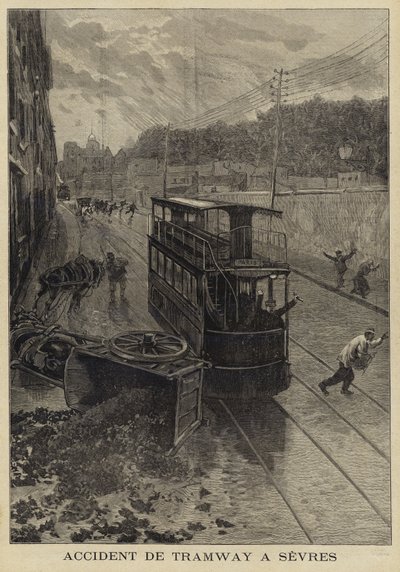 Spårvagnsolycka i Sevres, Frankrike, 1897 av French School