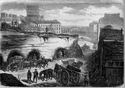 Förvandlingar av Paris under det andra imperiet, Haussmann Paris: genomborra boulevarden du Roi de Rome (idag, avenue de Kleber). Gravyr i "" Le Monde Illustré"" nr 276 av 26 juli 1862. av French School