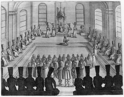 Tsar Alexei I Mikhailovich (1629-76) tar emot en ambassad från väst, från volym I av Very Curious and Very Reowned Voyages made in Muscovy, Tartary and Persia av Adam Olearius, översatt av Wicq av French School