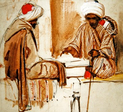Två araber som spelar backgammon av French School