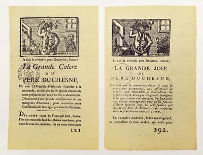 Två sidor från La Grande Colere av Pere Duchesne, 1792 av French School