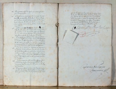 Två sidor från den franska akademins stadgar, 1635 (bläck på papper) (se även 179947) av French School