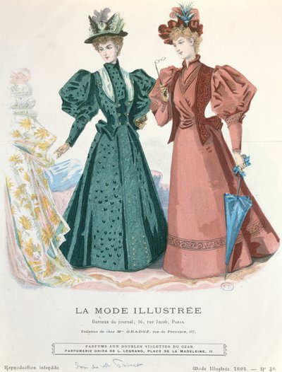 Två kvinnor, från La Mode Illustrée, 1895 av French School