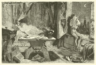 Tycho Brahe mäter avståndet som skiljer stjärnorna åt (gravyr) av French School