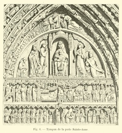 Tympanum vid Sainte-Anne-porten av French School
