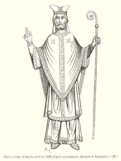 Ulger, biskop av Angers, dog 1149, enligt hans grav (gravyr) av French School