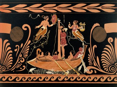 Ulysses och sirenerna, illustration från en antik grekisk vas av French School