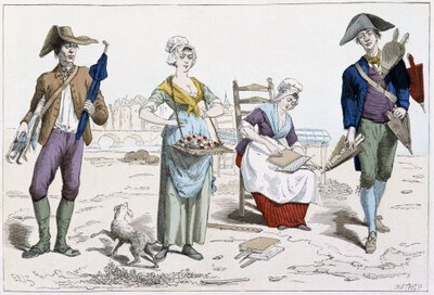 Paraplyhandlare, blomsterhandlare, madrasshandlare, bälghandlare av French School