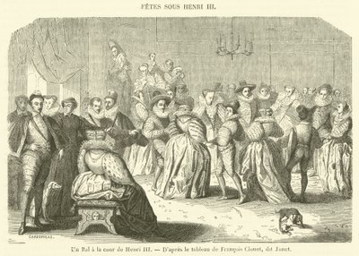 Un Bal a la cour de Henri III (gravyr) av French School