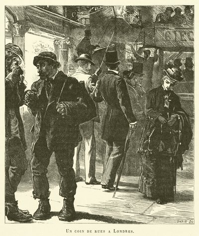 A Street Corner In London (gravyr) av French School