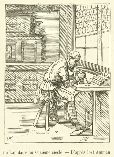 A Lapidary i det sextonde århundradet (gravyr) av French School