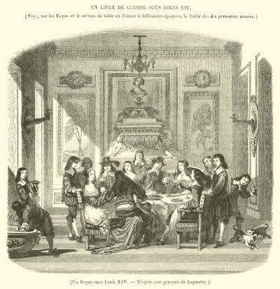 En måltid under Ludvig XIV (gravyr) av French School