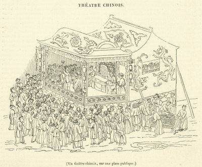 En kinesisk teater, på ett offentligt torg (gravyr) av French School