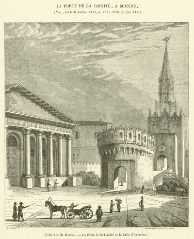 En vy över Moskva, Treenighetsporten och Exercishallen (gravyr) av French School