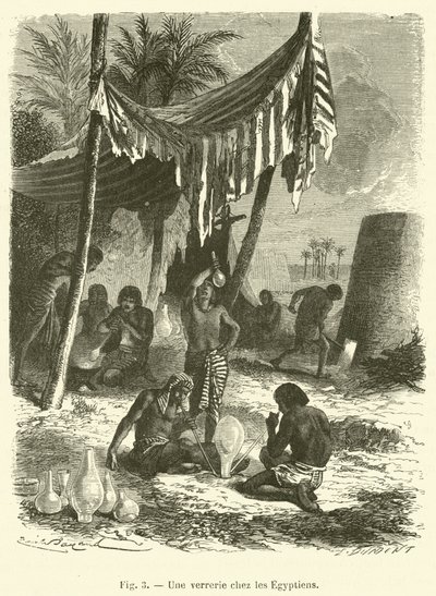 Glasvaror bland egyptierna (gravyr) av French School