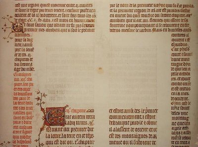 Oavslutad sida från Jean de Sys bibel, ca 1355 (pergament) av French School