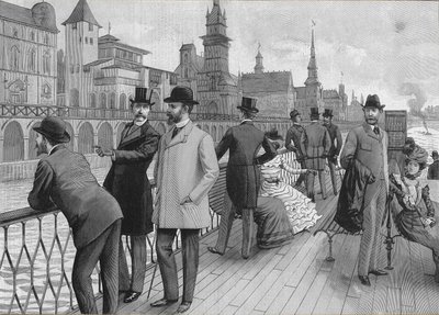 Universell utställning 1900 i Paris: nationernas gata. av French School