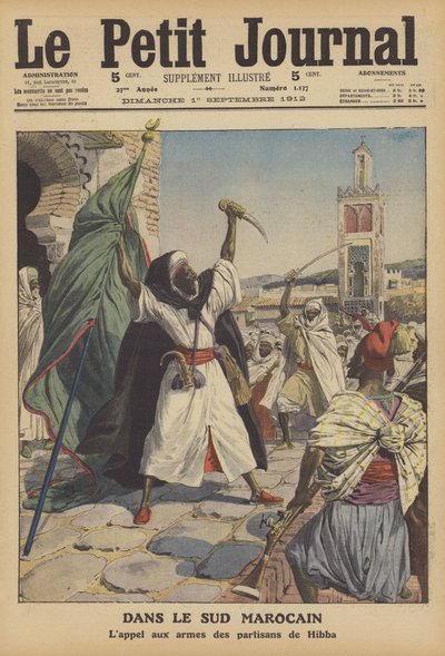 Uppror i södra Marocko (färg litho) av French School